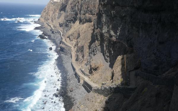 4-17 The coastal footpath between Porta do Sol and Cruzinha is cut into sea cliffs of volcanic rock