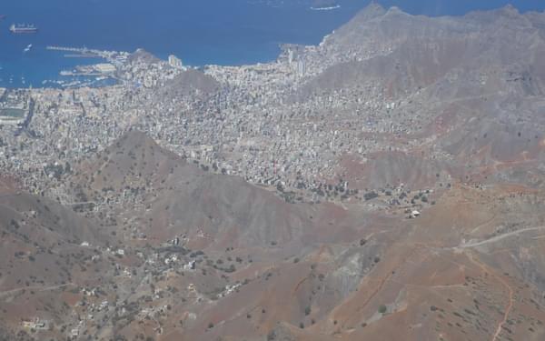 5-20 From the top of Monte Verde (750m) on Sao Vicente island there is a fine view over Mindelo