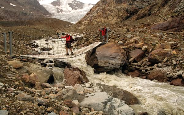 A Tibetan Style Bridge Over Meltwater From The Forni Glacier Ghiacciaio Dei Forni