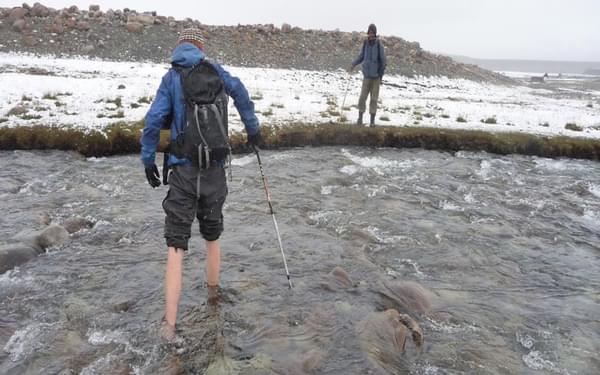 One of the many chilly river crossings