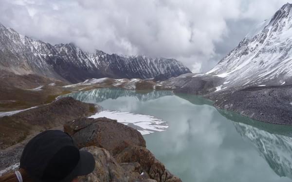 Still waters: admiring an alpine lake, high up in the Afghan Pamirs