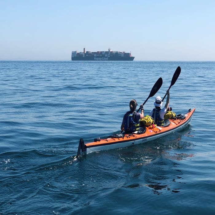 Kayaking across the English Channel - while quite tiring - was actually very straightforward. We were accompanied by a support boat and had some of the best conditions they had ever seen! The crossing took us five hours and eighteen minutes.