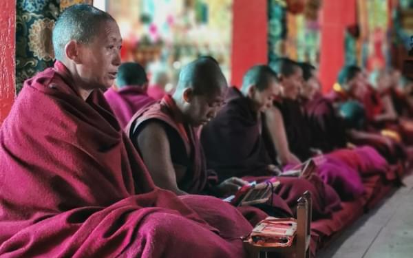 Chanting at Thubtan Chholing Monastery in Junbesi