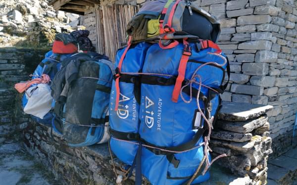 The packs our porters were carrying. Each blue bag was between 15-20kg.