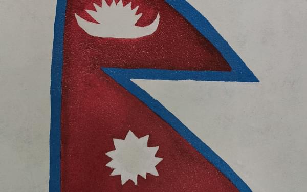 A finished painting of the Nepal flag