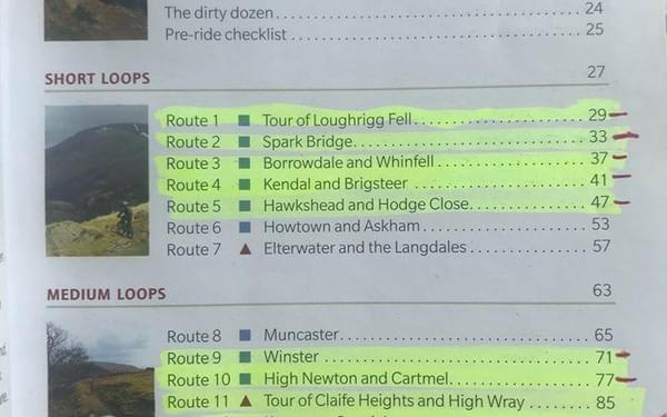 Ticking off cycling routes in the guidebook