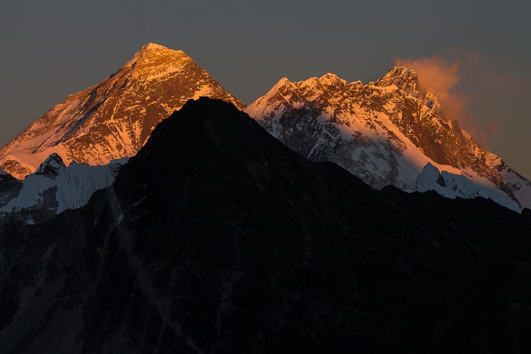 Mount  Everest And  Lhotse  The Highest And Fourth Highest Mountains In The World A Sunset View From  Gogyo  Ri