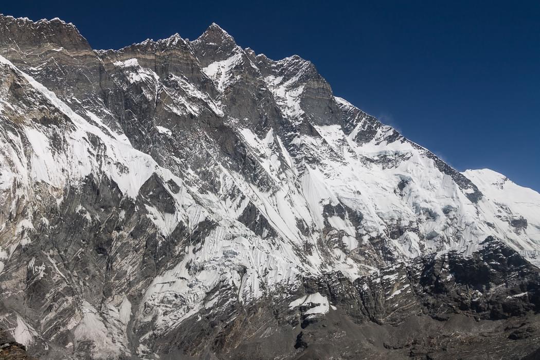 South Face Of  Lhotse 8516M Seen From  Chukhung  Ri 5550M In The  Imja  Khola Valley  Lhotse Is The 4Th Highest Mountain In The World And Its South Face Is One Of The Biggest Challenges In Mountaineering