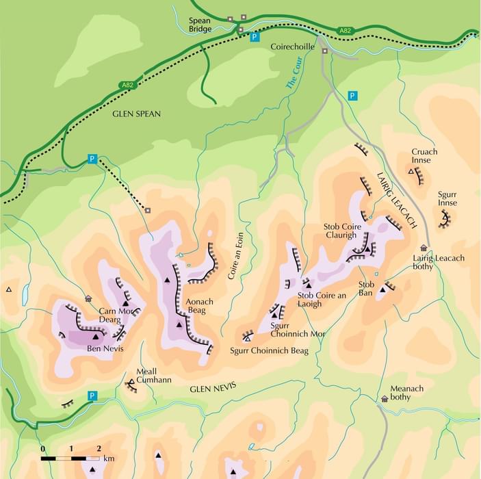 Grey Corries Map From Walking Ben Nevis And Glen Coe