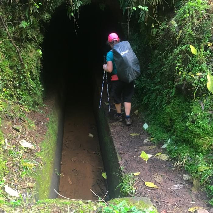 Following The  Levada Dos  Tornos Into Our First Tunnel