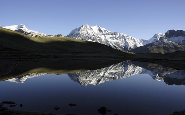 La Grande Casse, in the heart of the Vanoise, reflected in a lake on the way to the Refuge du Plan du Lac (Day 13 of the GR5)