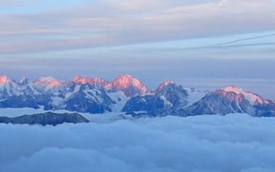 Mont Blanc range seen from Cab. Mont Fort