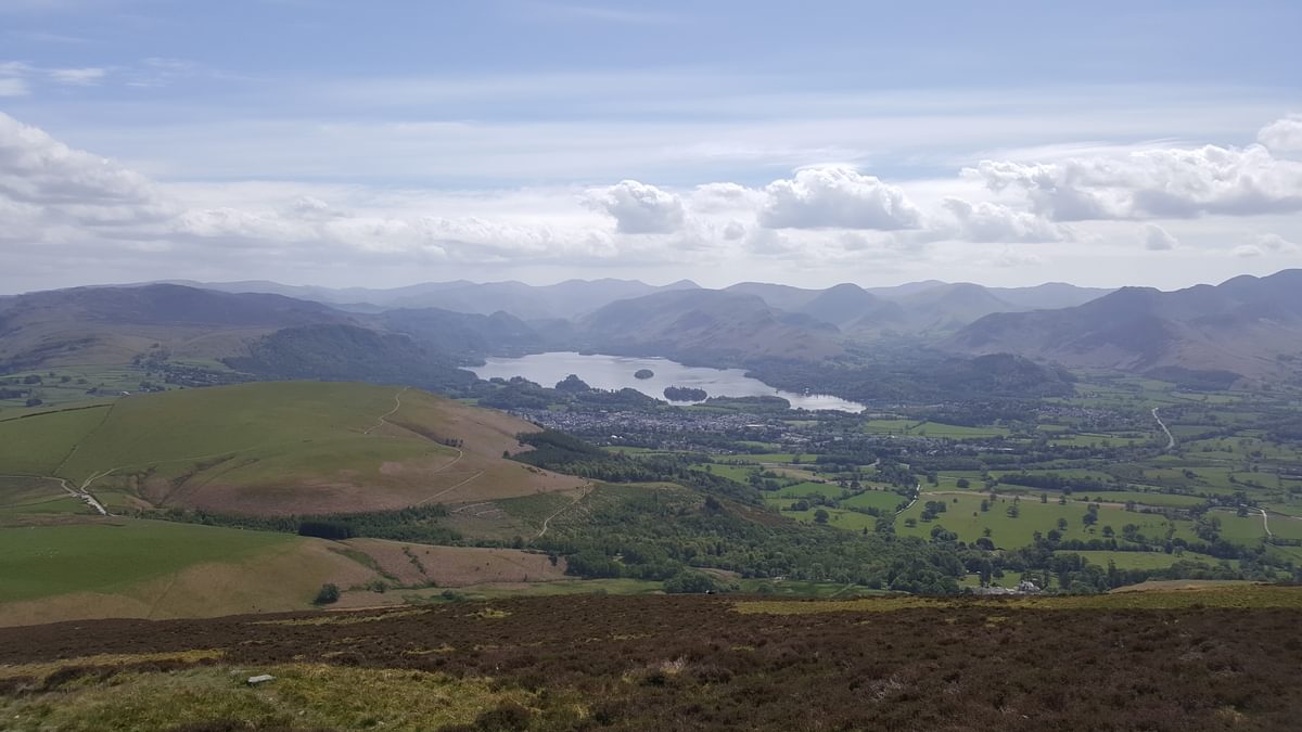 For Day 1 Skiddaw 2 Caption Keswick and Derwent Water from Skiddaw