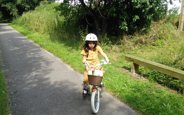 The author’s granddaughter on the York to Selby cycle path
