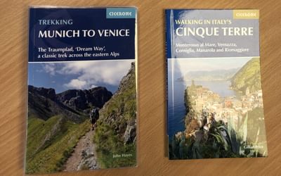 Cicerone guidebooks with PVC sleeves and laminated covers