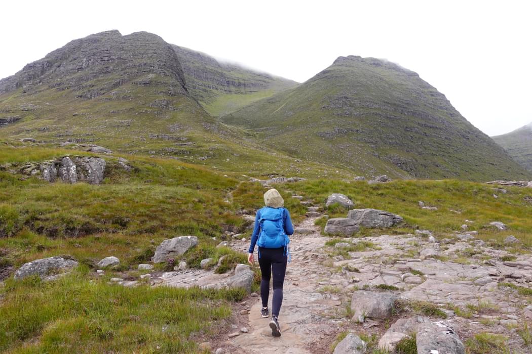 Approaching the high valley which leads up to the summit of Tom na Gruagaich on Beinn Alligin