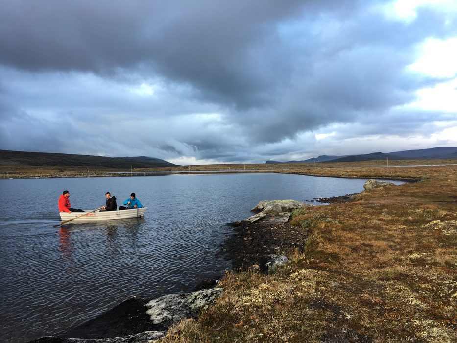 Returning from catching dinner on the lake (Åmotdalshytta, Dovrefjell)