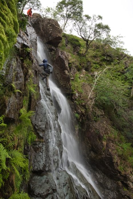 Top roping the crux pitch of Link Cove Gill