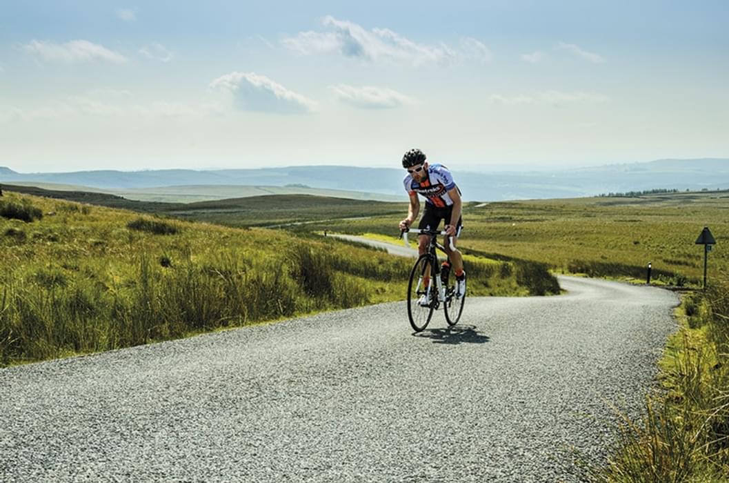 Sportive rider near the top on Bowland Knotts (Day Ride 5)