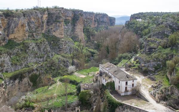 The ruins of one of the five disused flour mills in the Alhama de Grenada gorge