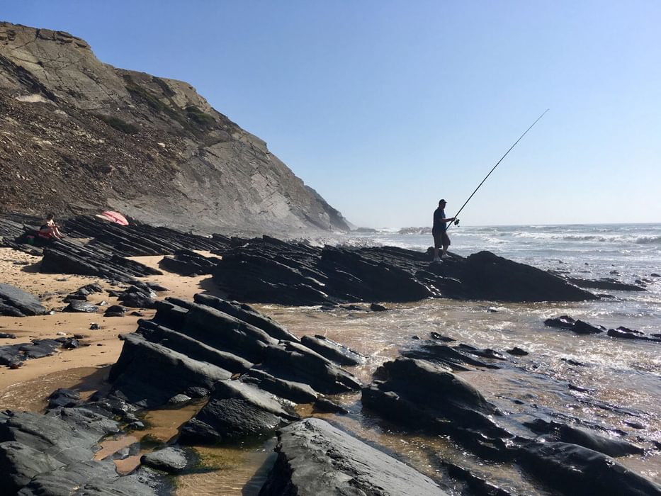 Fishing the Atlantic breakers at Barradinha cove