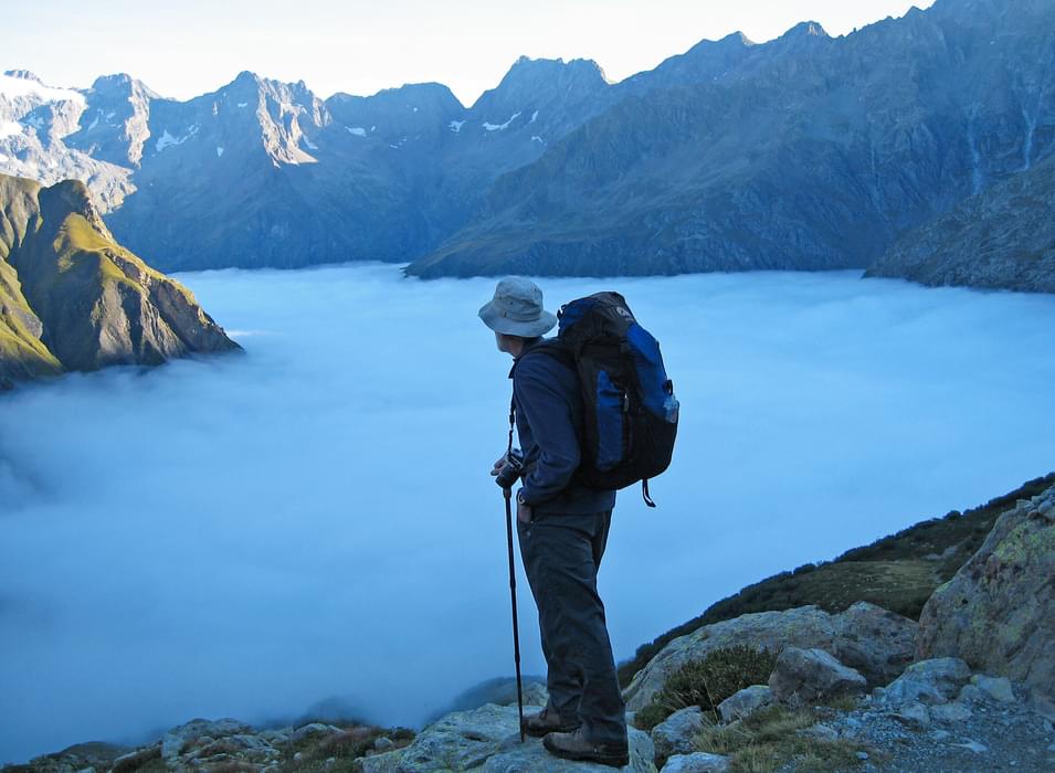Gazing out over a sea of cloud in the Ecrins
