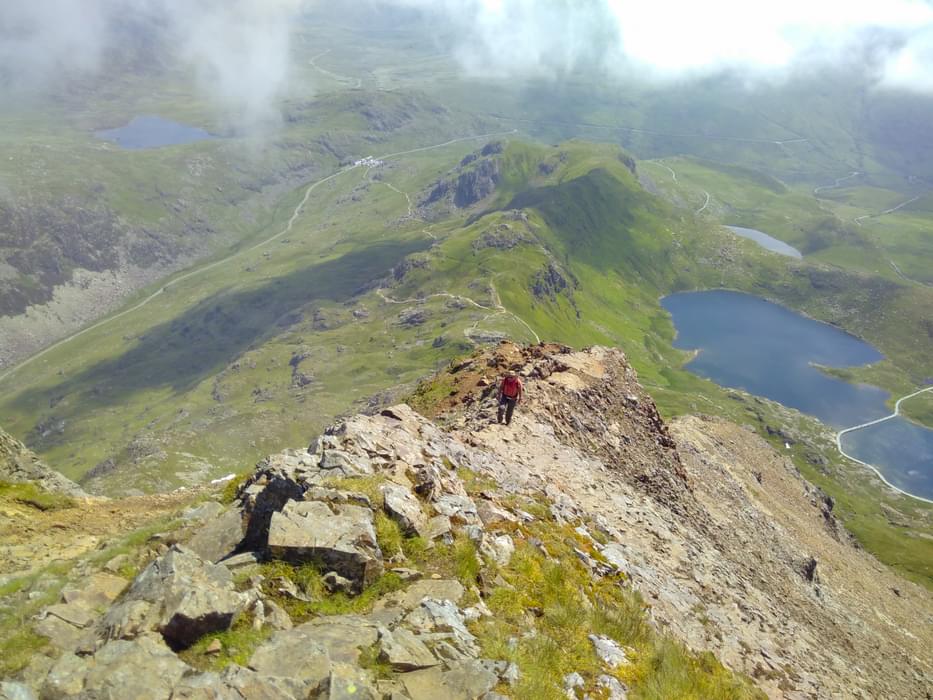 The East Ridge Of Crib Goch With Pen Y Pass Visible