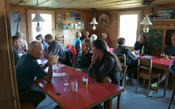 The friendly dining room/stube at the Schesaplana Hut