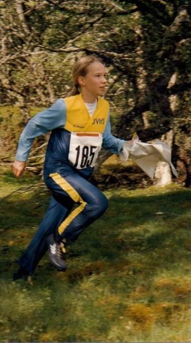 Natalie in her orienteering days. Scottish Relays, Anagach Woods