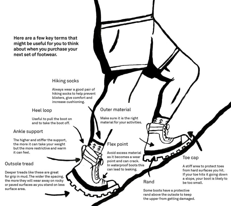 Hiking shoes diagram