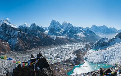Mt Everest and the himalayas as seen from Gokyo Ri Nepal