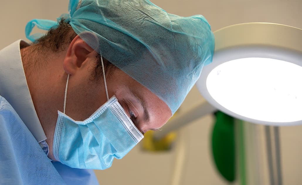 Close up of veterinarian in mask