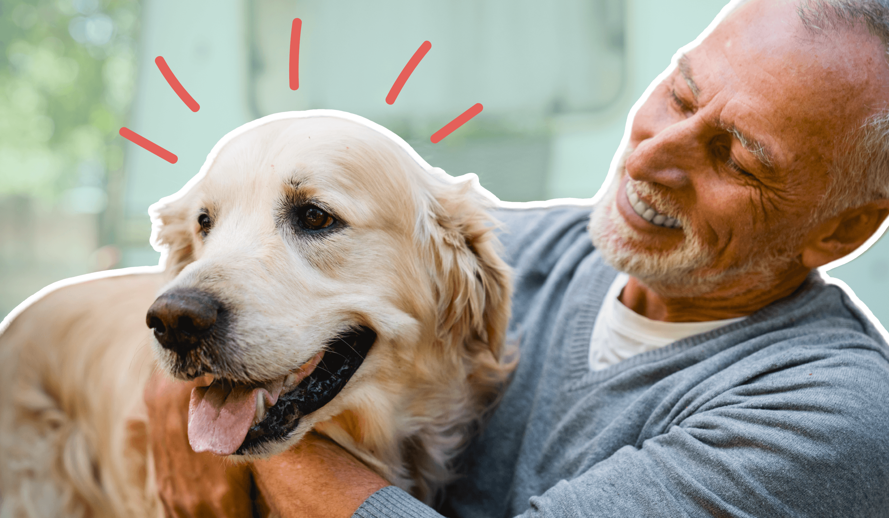 Man hugging dog