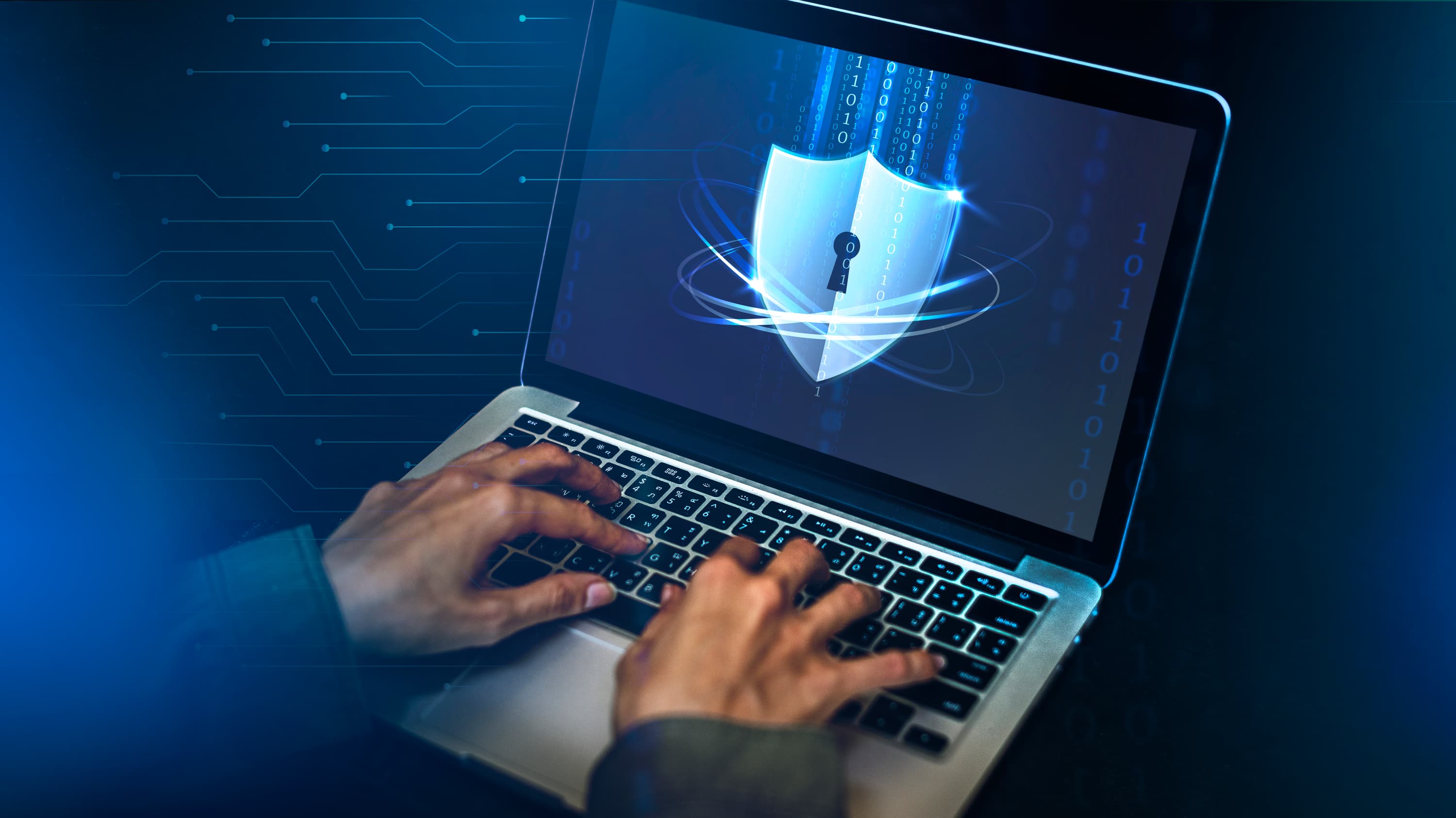 Cybersecurity locked laptop