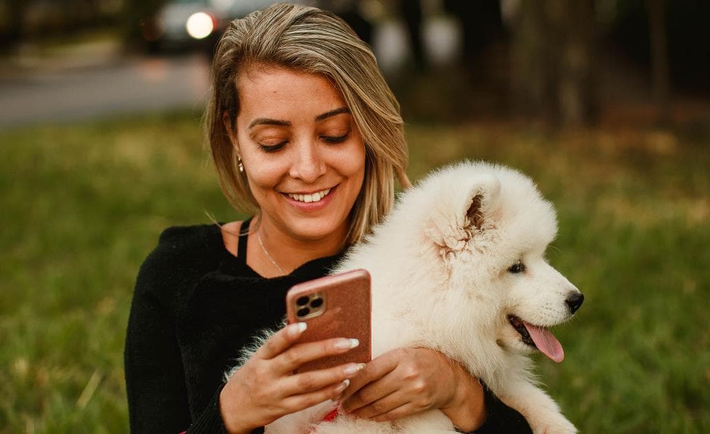 Dog with phone