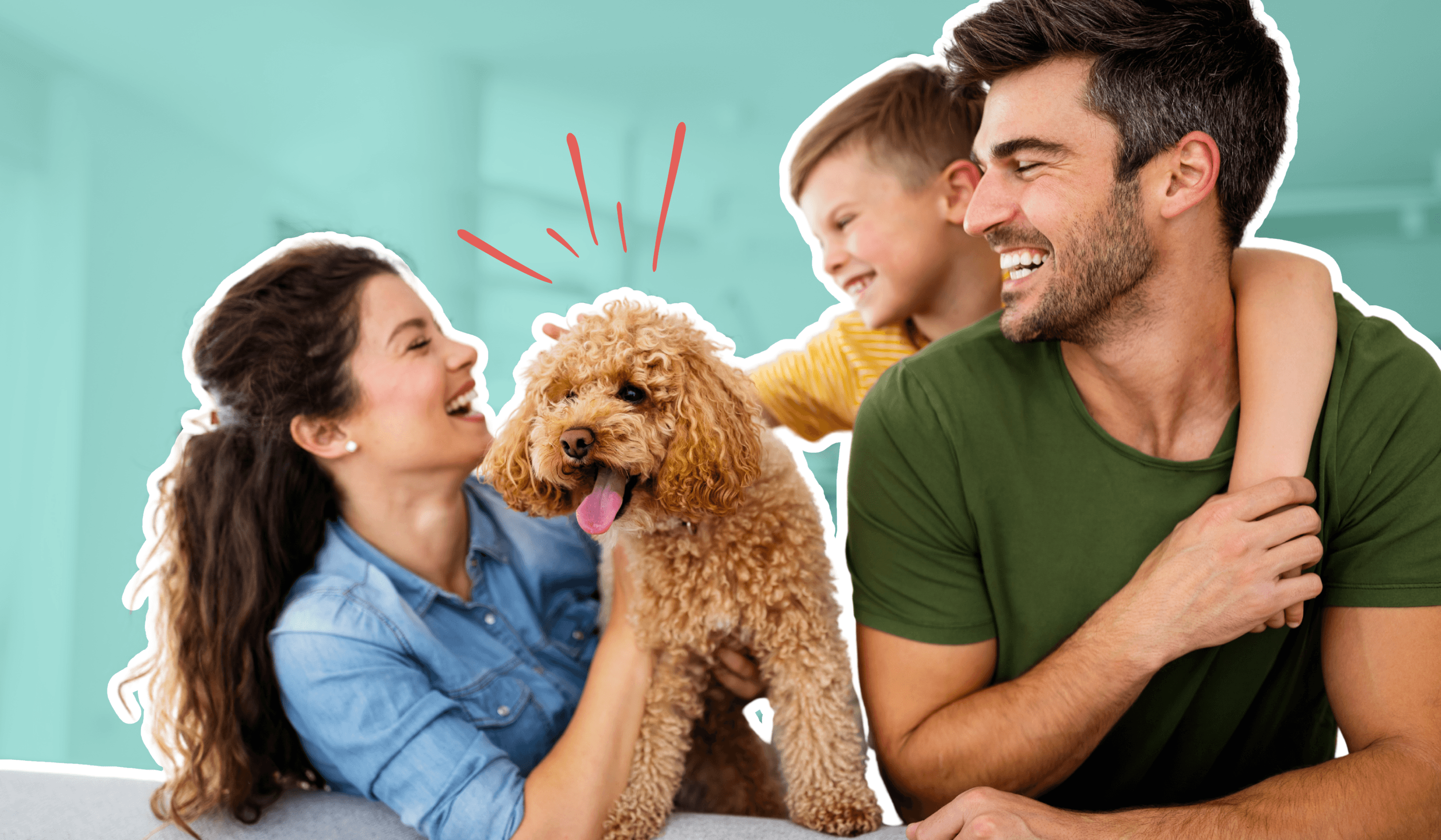 Happy family with dog