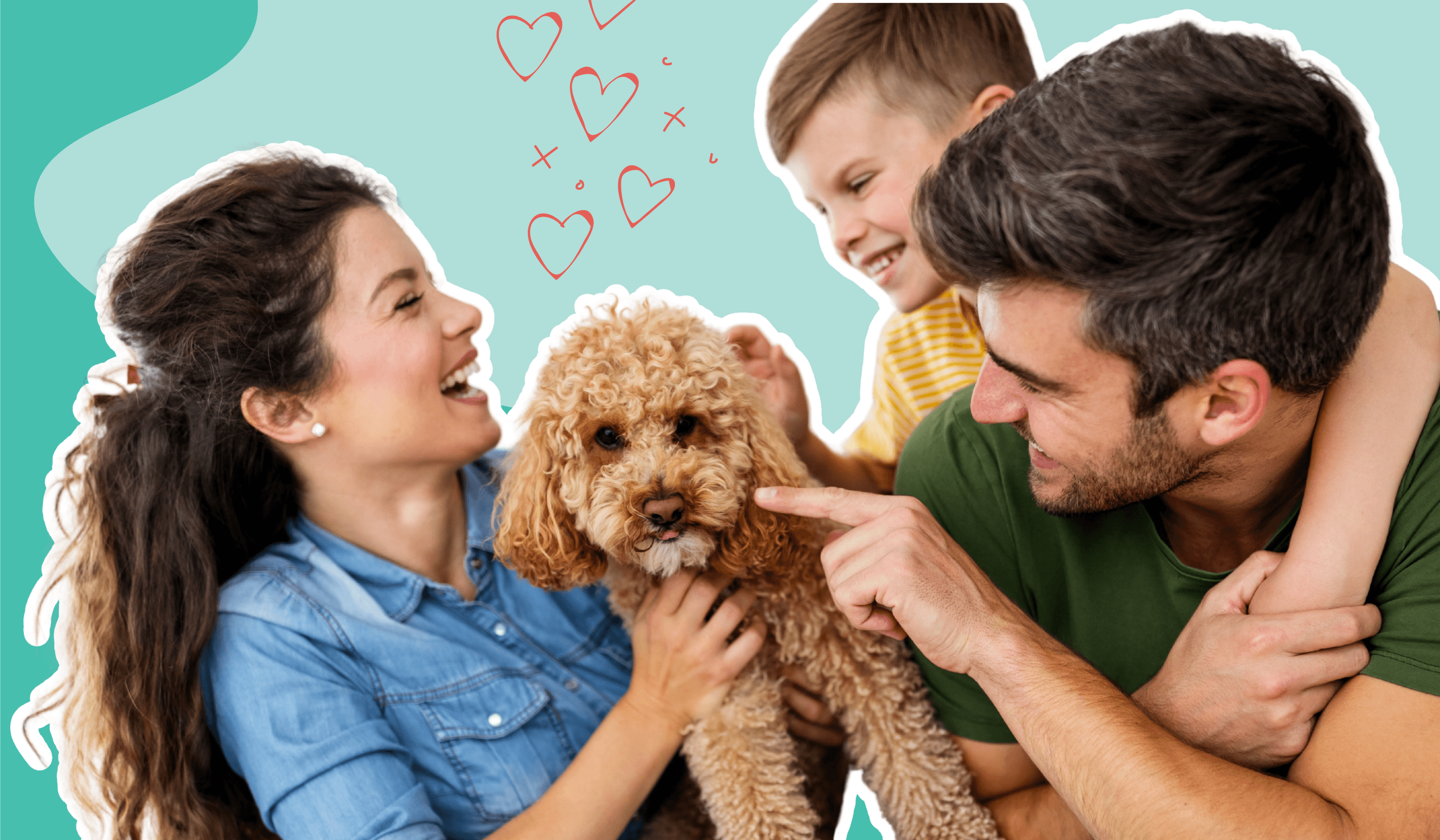 Happy family with puppy