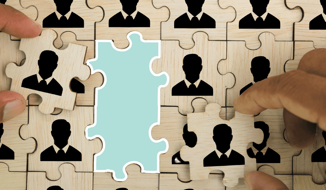 Jigsaw puzzle printed with people in business suits