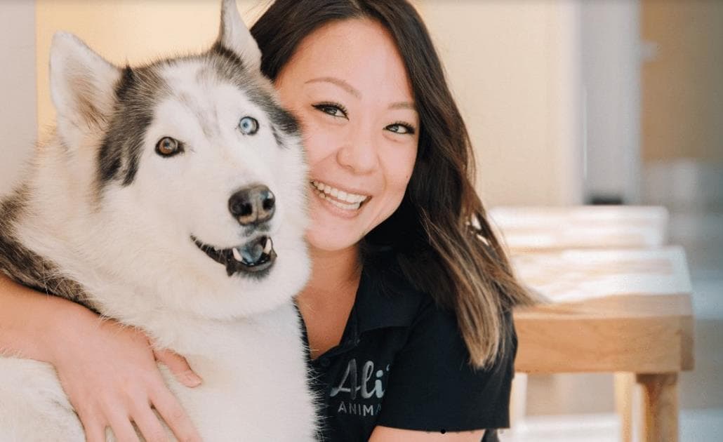 Nadia with husky