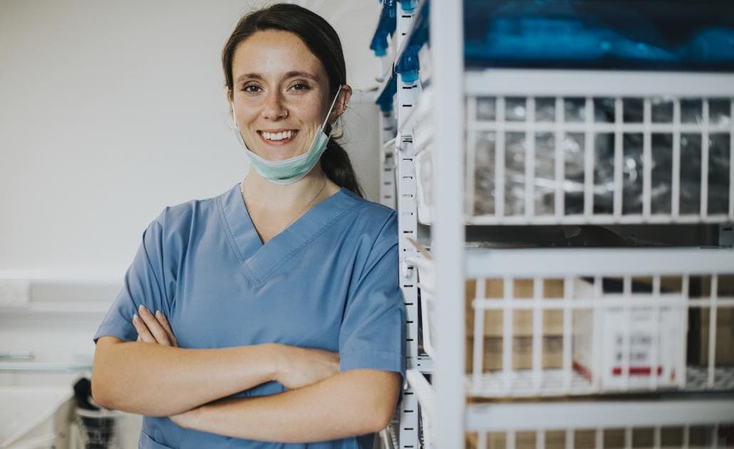 Nurse in supplies room