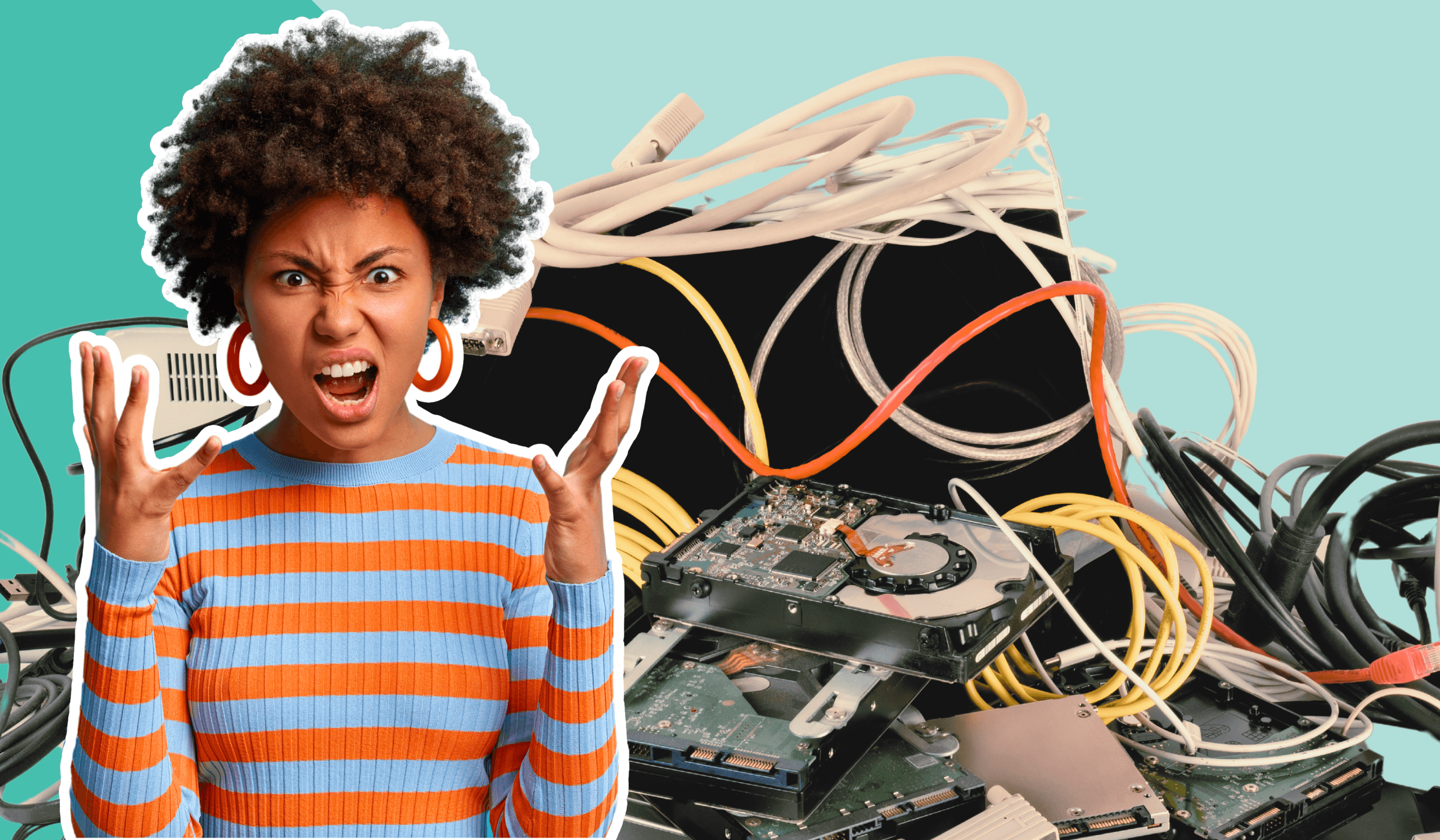 Woman frustrated with outdated technology