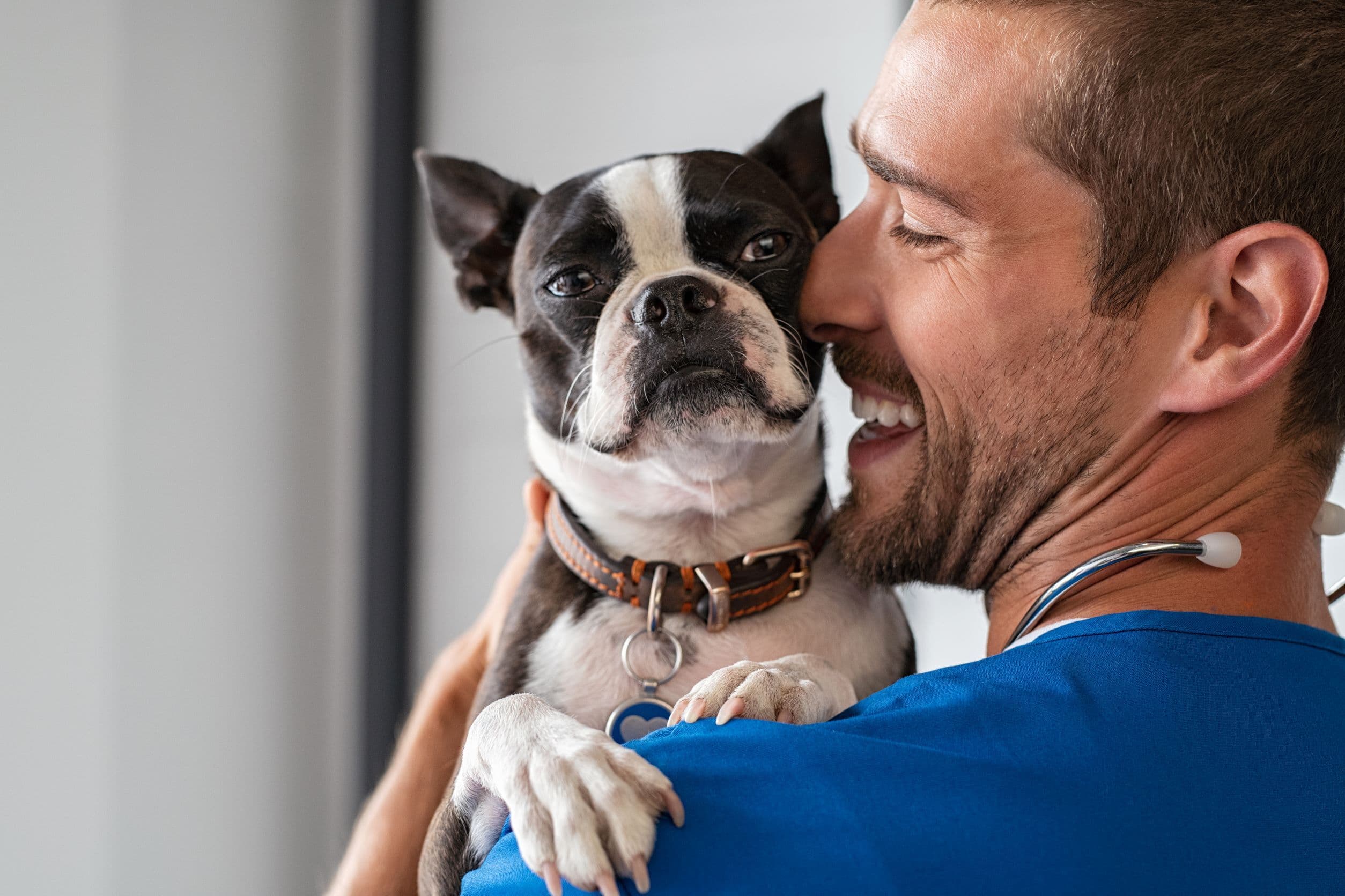 Vet with happy dog