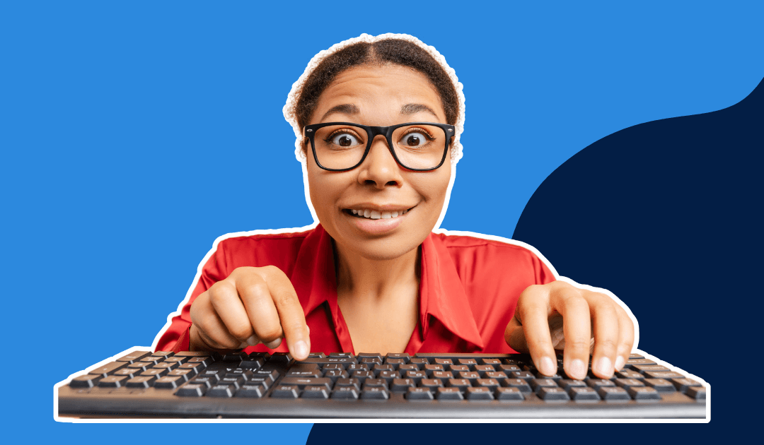 Woman typing on keyboard