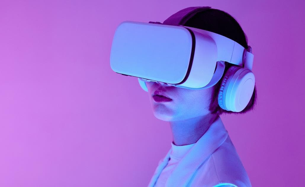 Woman wearing virtual reality headset