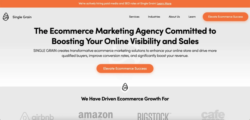 Single Grain Top Digital Marketing Agencies for eCommerce