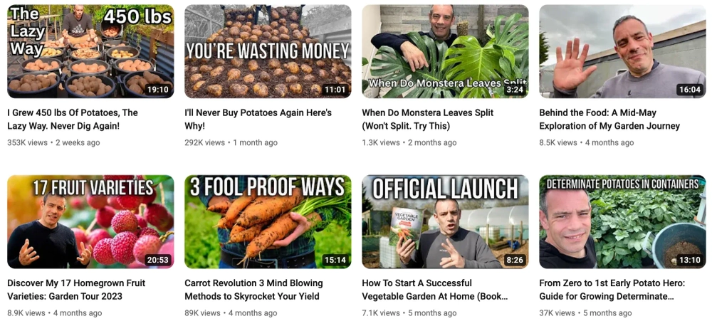 Tony O'Neill Top YouTube Gardening Influencers