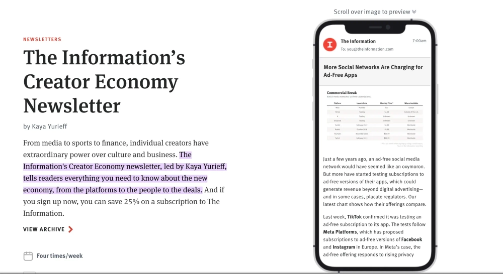Creator Economy by Kaya Yurieff — The Information