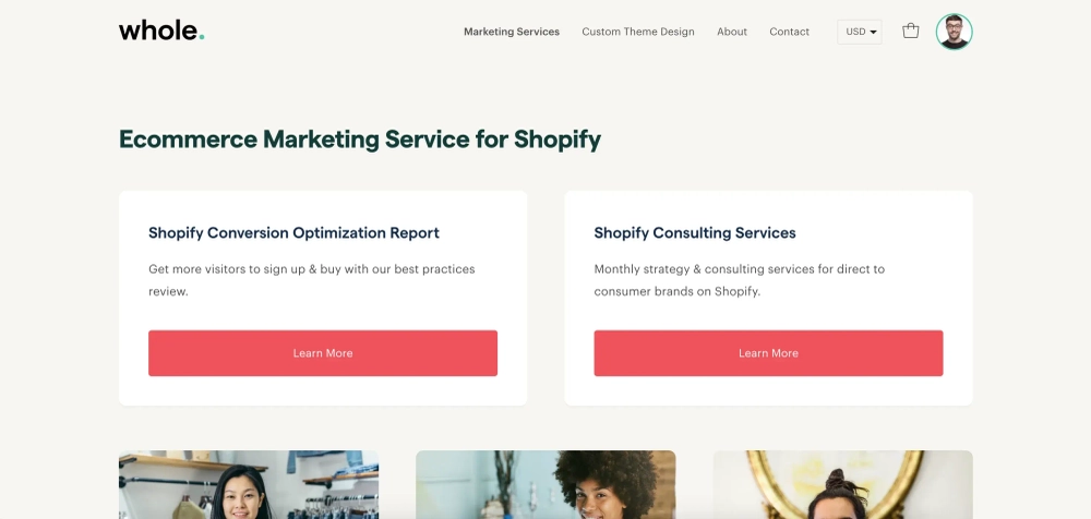 Whole design studios - conversion rate shopify agency