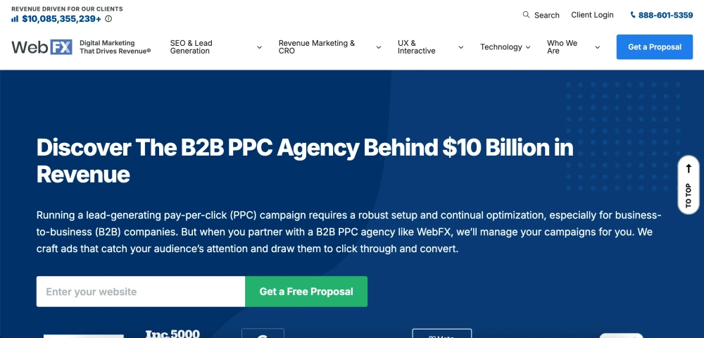 WebFX Top B2B PPC Agencies