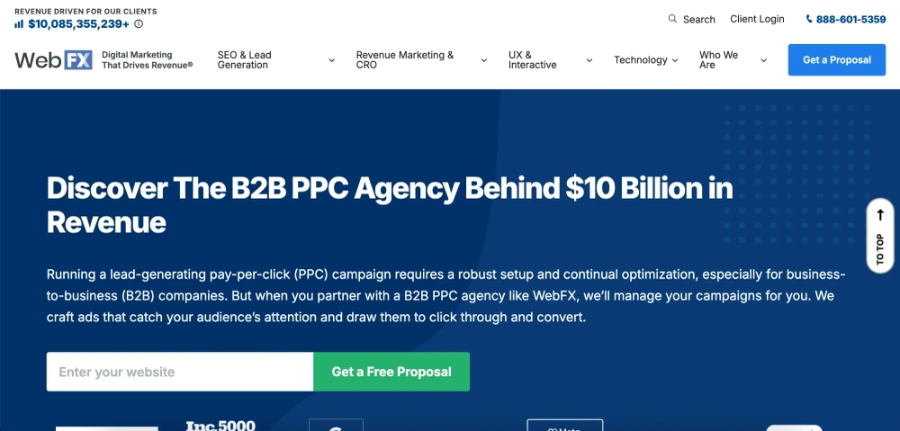 WebFX Top B2B PPC Agencies